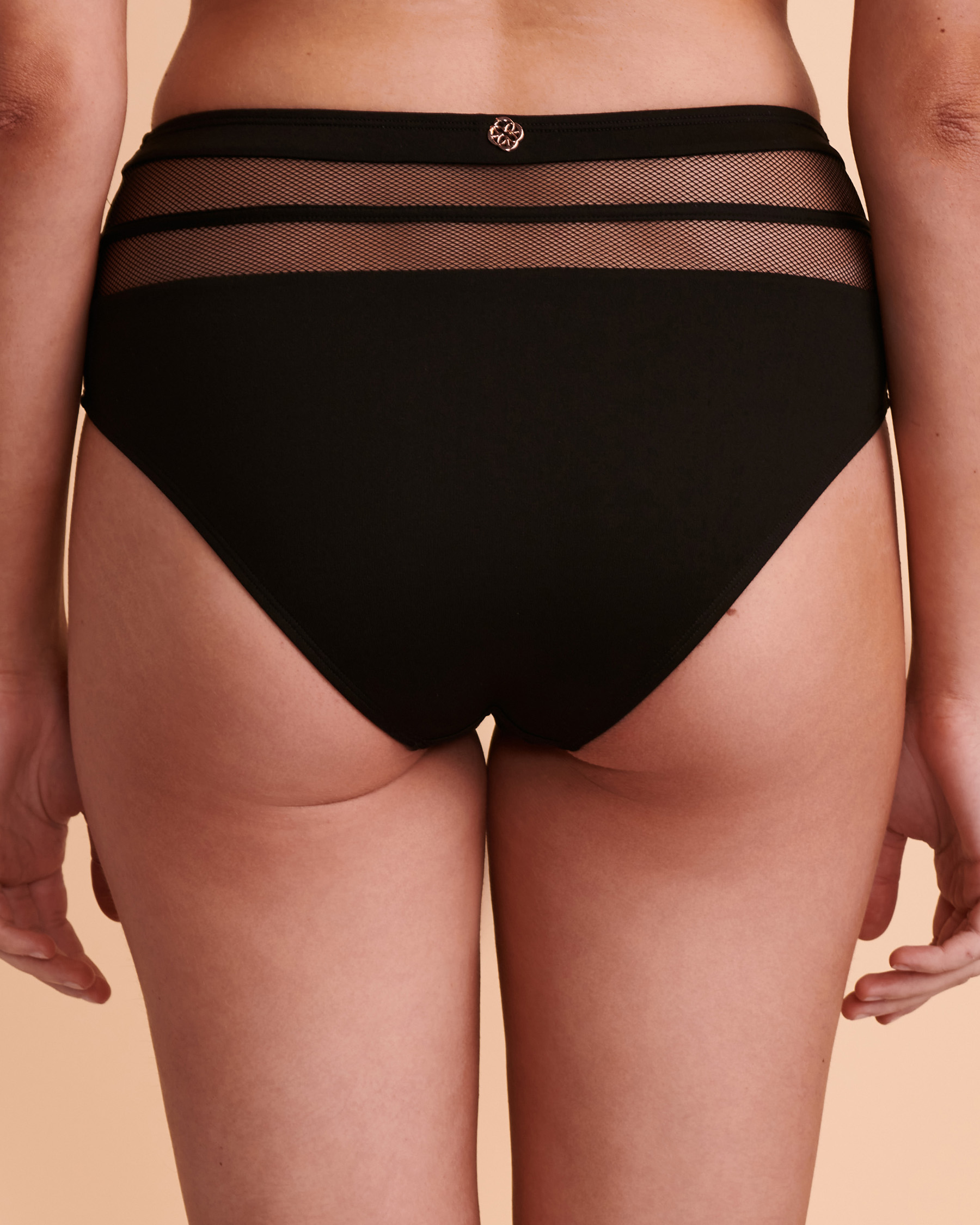 TURQUOISE COUTURE MESH High Waist Bikini Bottom Black 01300067 - View2