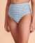ANNE COLE GINGHAM High Waist Bikini Bottom Blue plaid 22MB33657 - View1