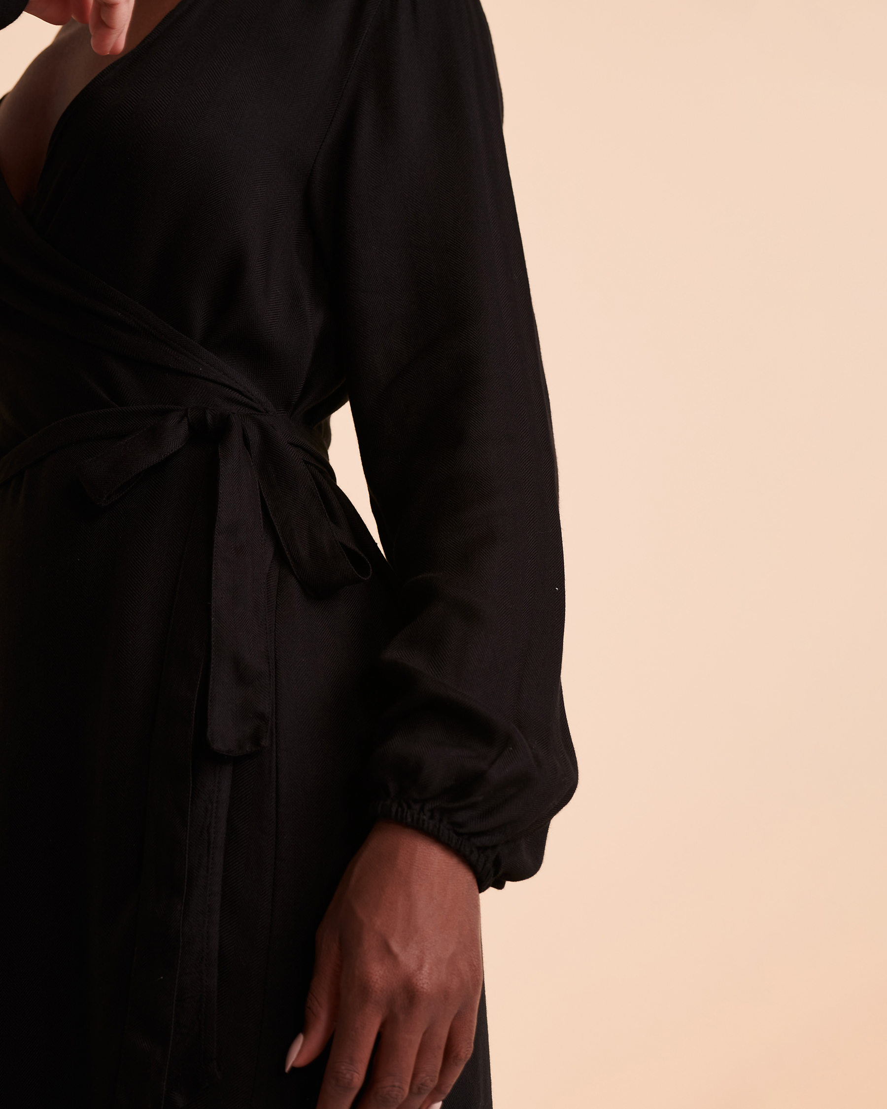 TROPIK Wrap Over Long Sleeve Dress Black 02300038 - View3
