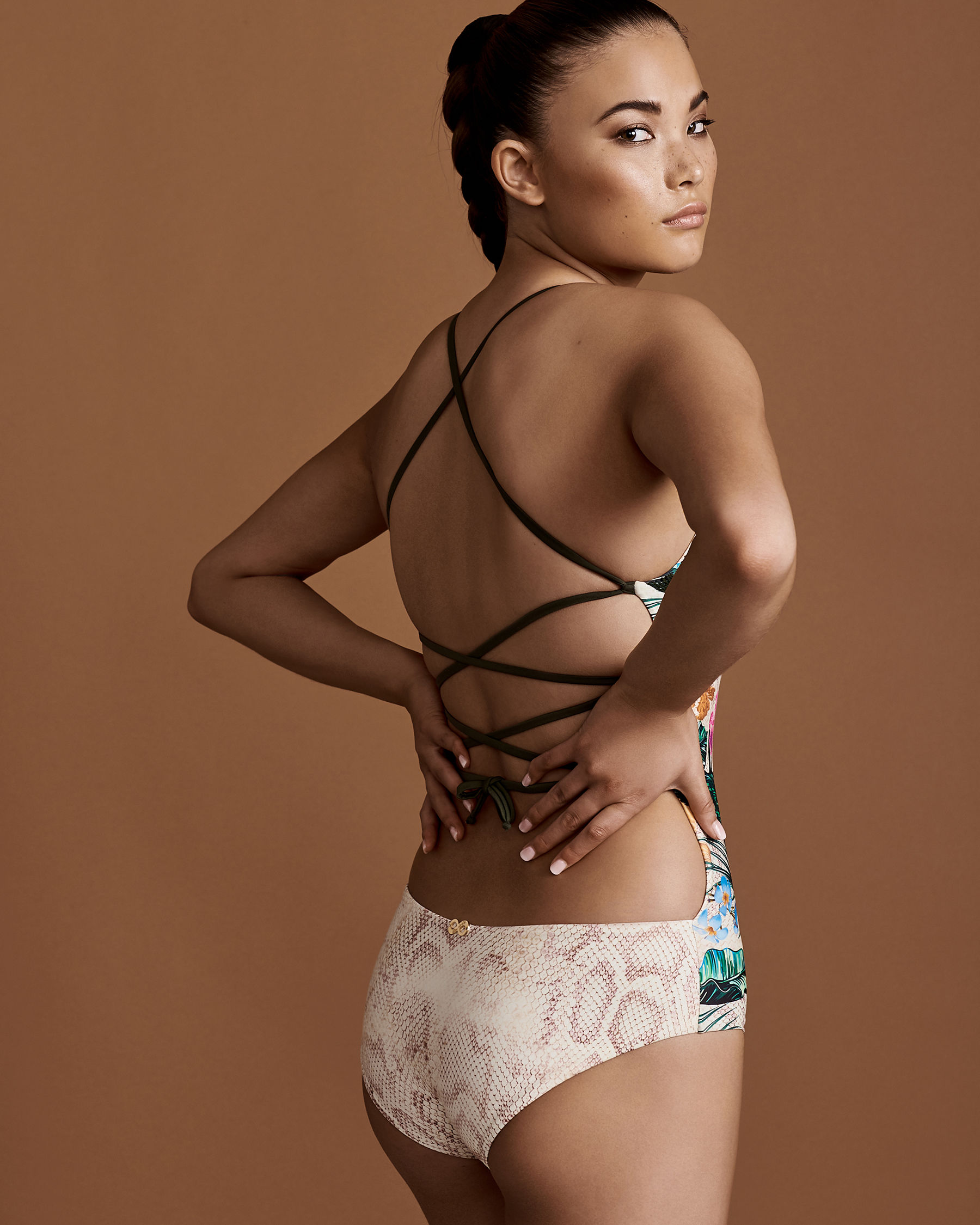 LAU DE LA Embroidered One-Piece Swimsuit - Snake floral | Bikini Village