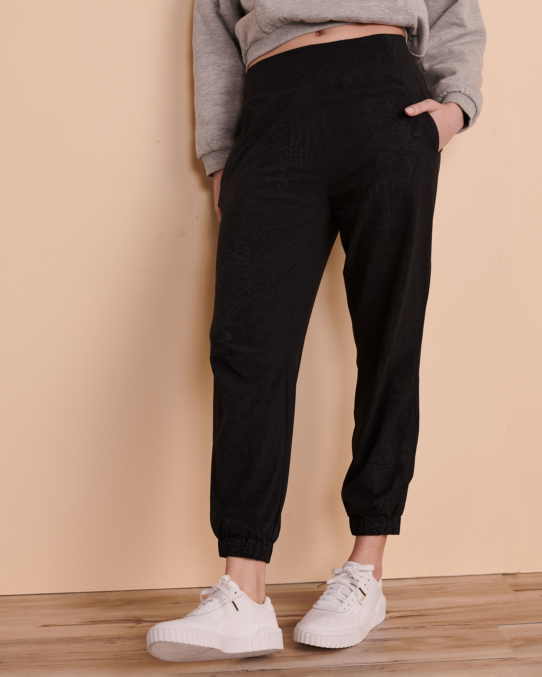 Pantalon jogging réversible noir femme