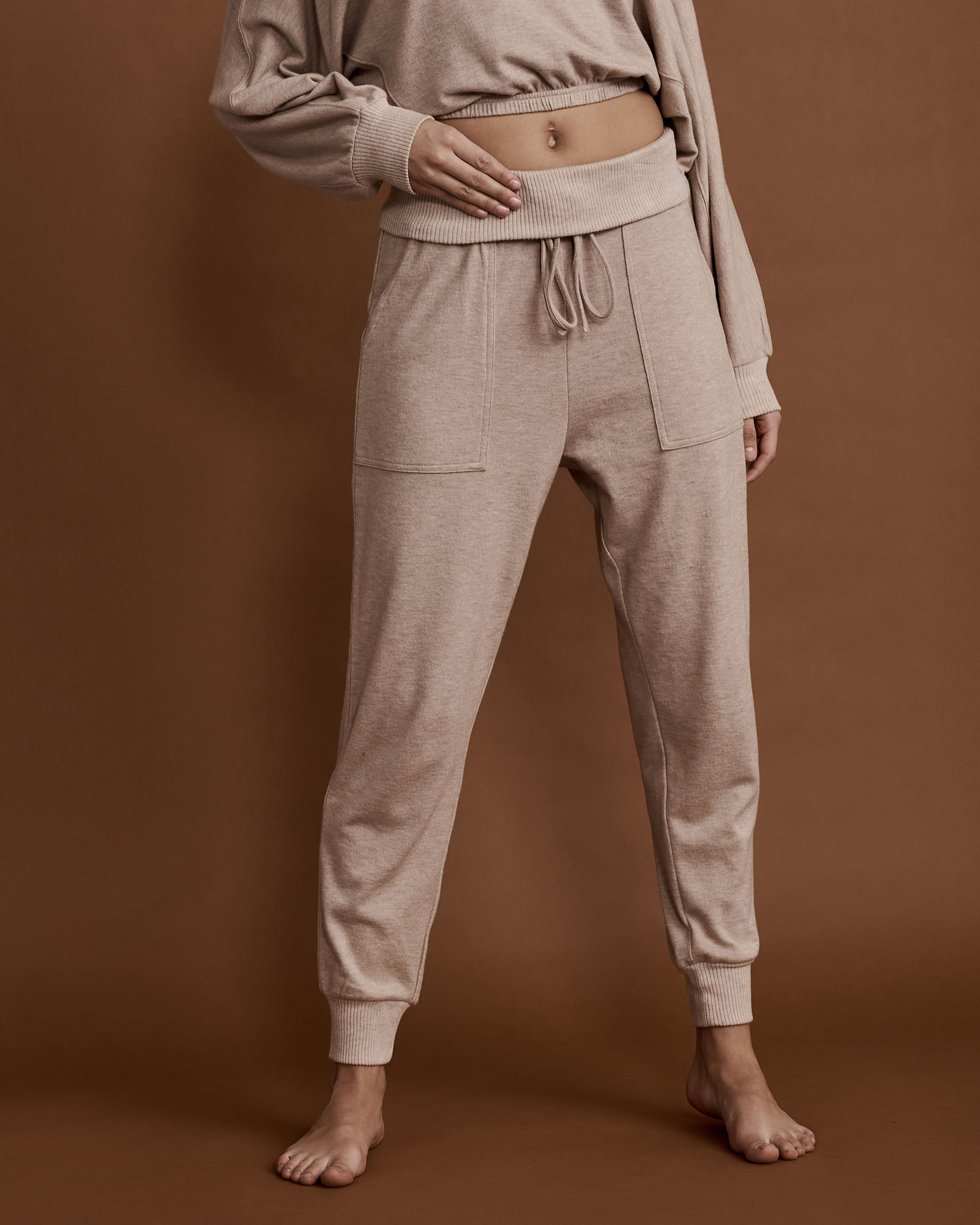 L*SPACE SLEEPIN IN Jogger Pant Oatmeal SLEPA21 - View1