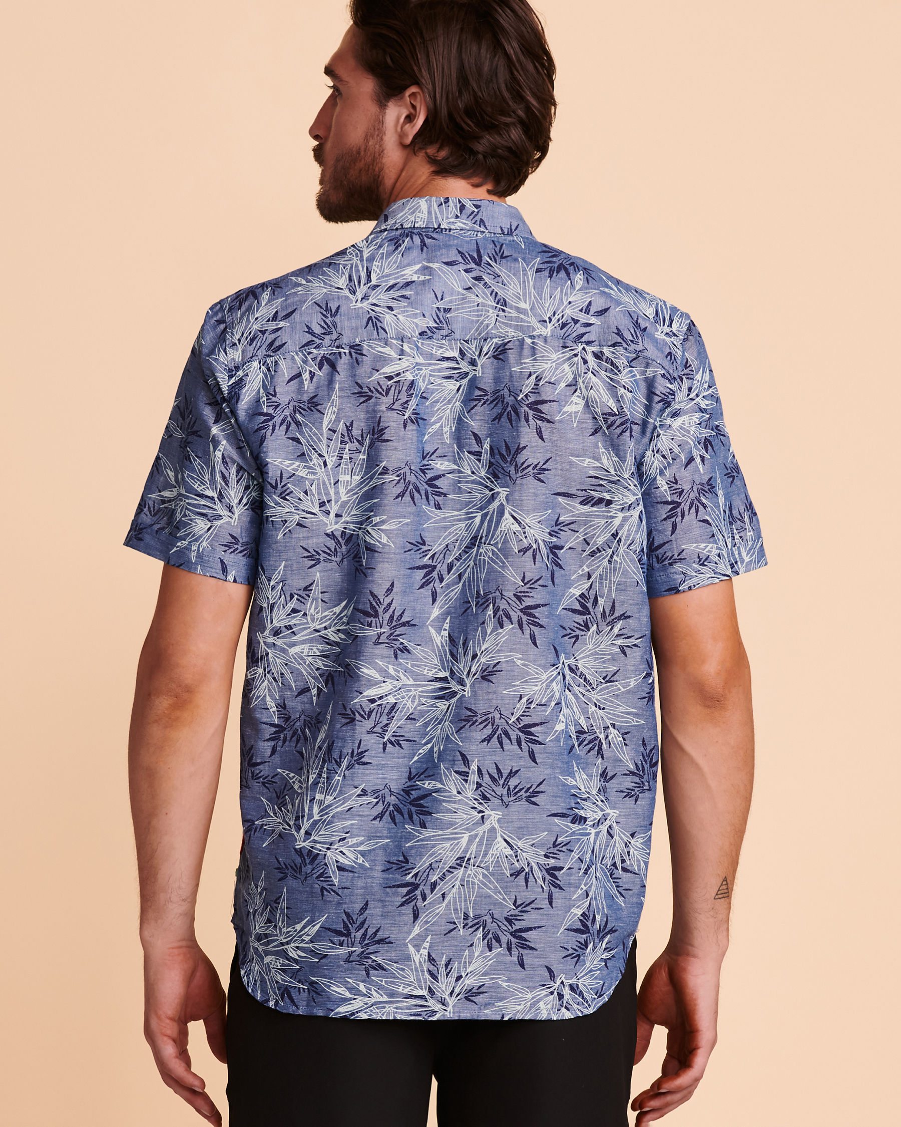 PUBLIC BEACH Short Sleeves Shirt Blue with prints PB2201-06 - View2