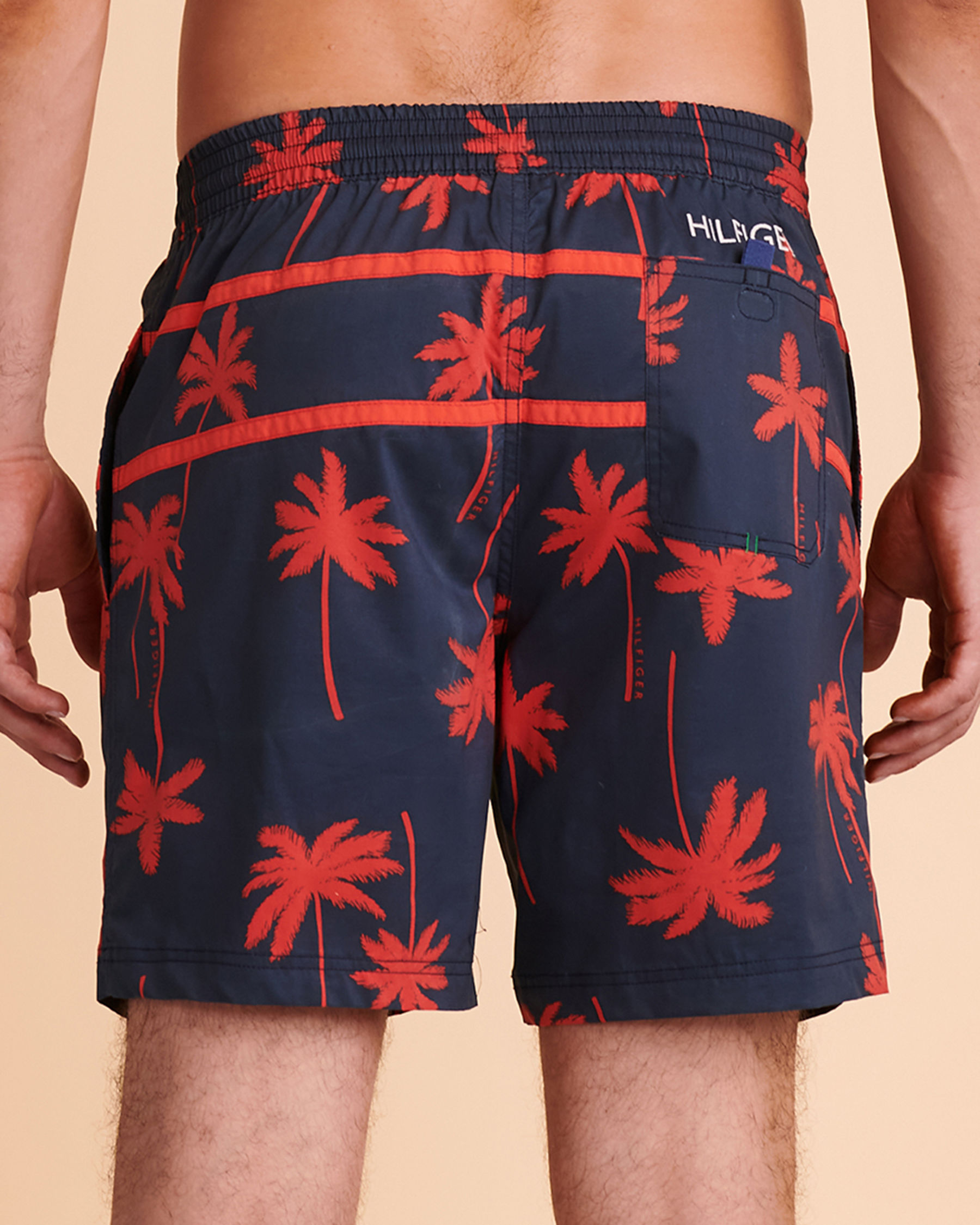 TOMMY HILFIGER SALUDA PALM Volley Swimsuit Blue with red prints 8853210 - View3