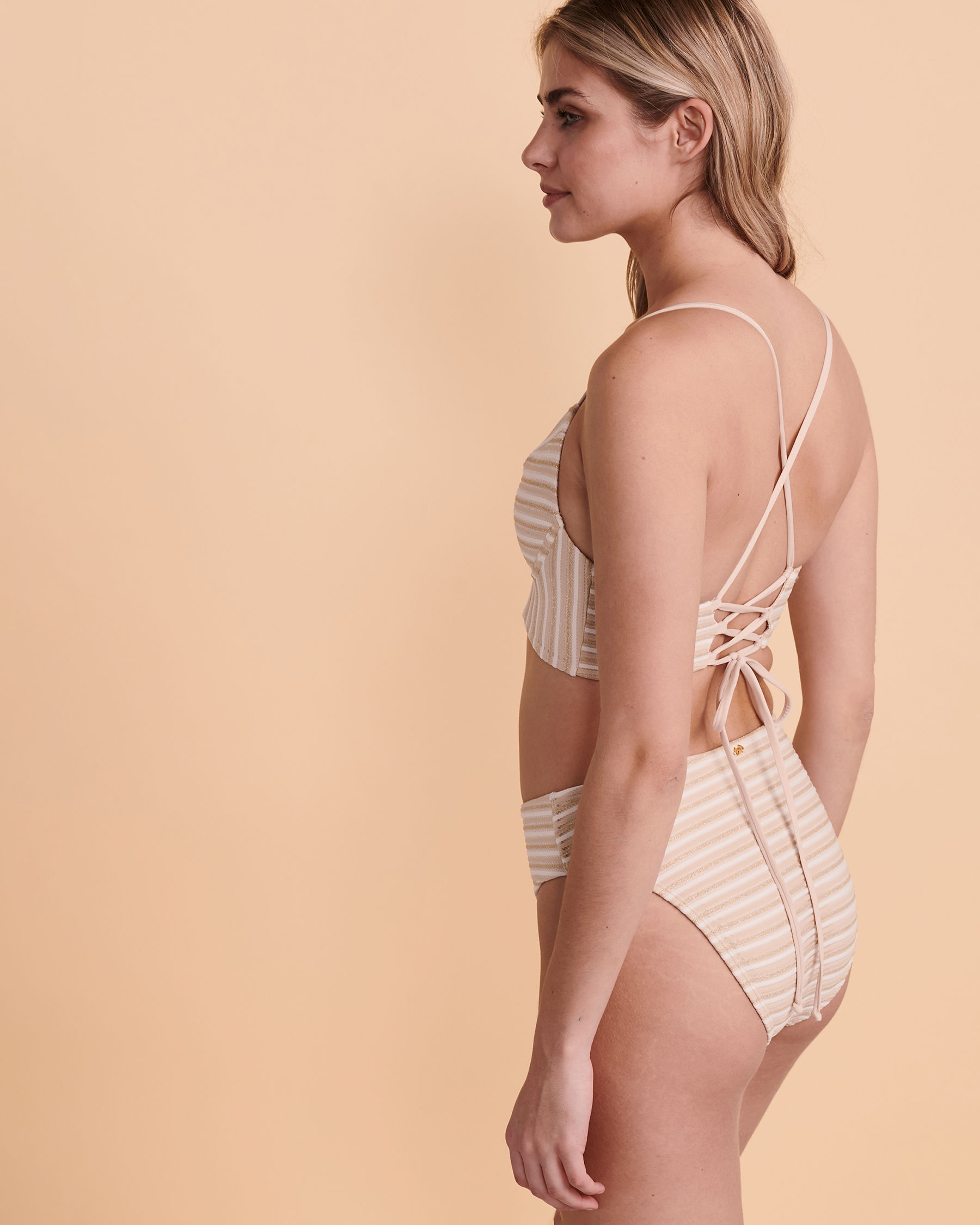 PQ Swim NEW EARTH Corset Bralette Bikini Top Soft stripes NEE-024B - View2